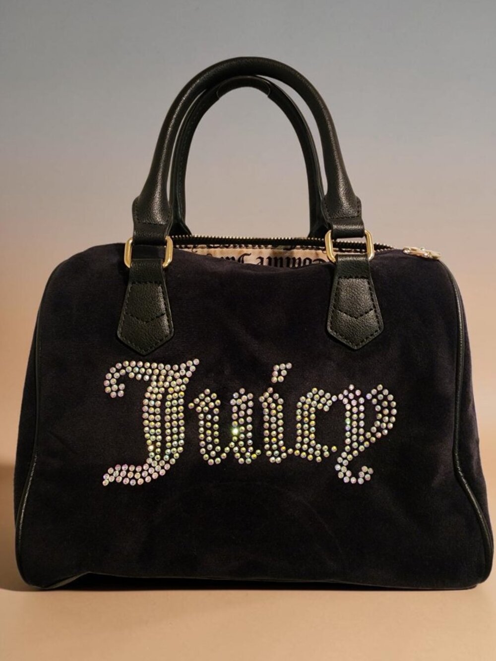 Juicy Couture Black Velvet Rhinestone Satchel